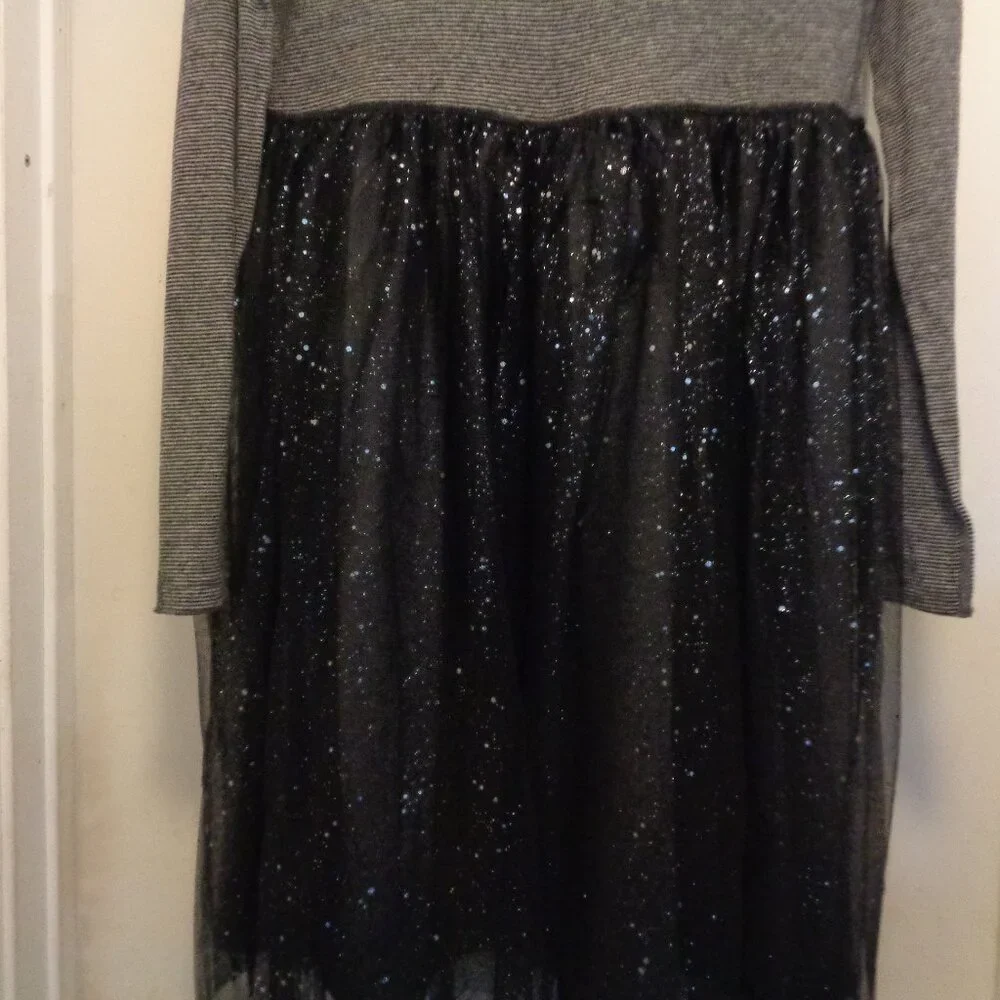 TULLE SPARKLE FULL SKIRTED STRIPES AND NETTING DRESS BY CAT & JACK GIRLS XX LG